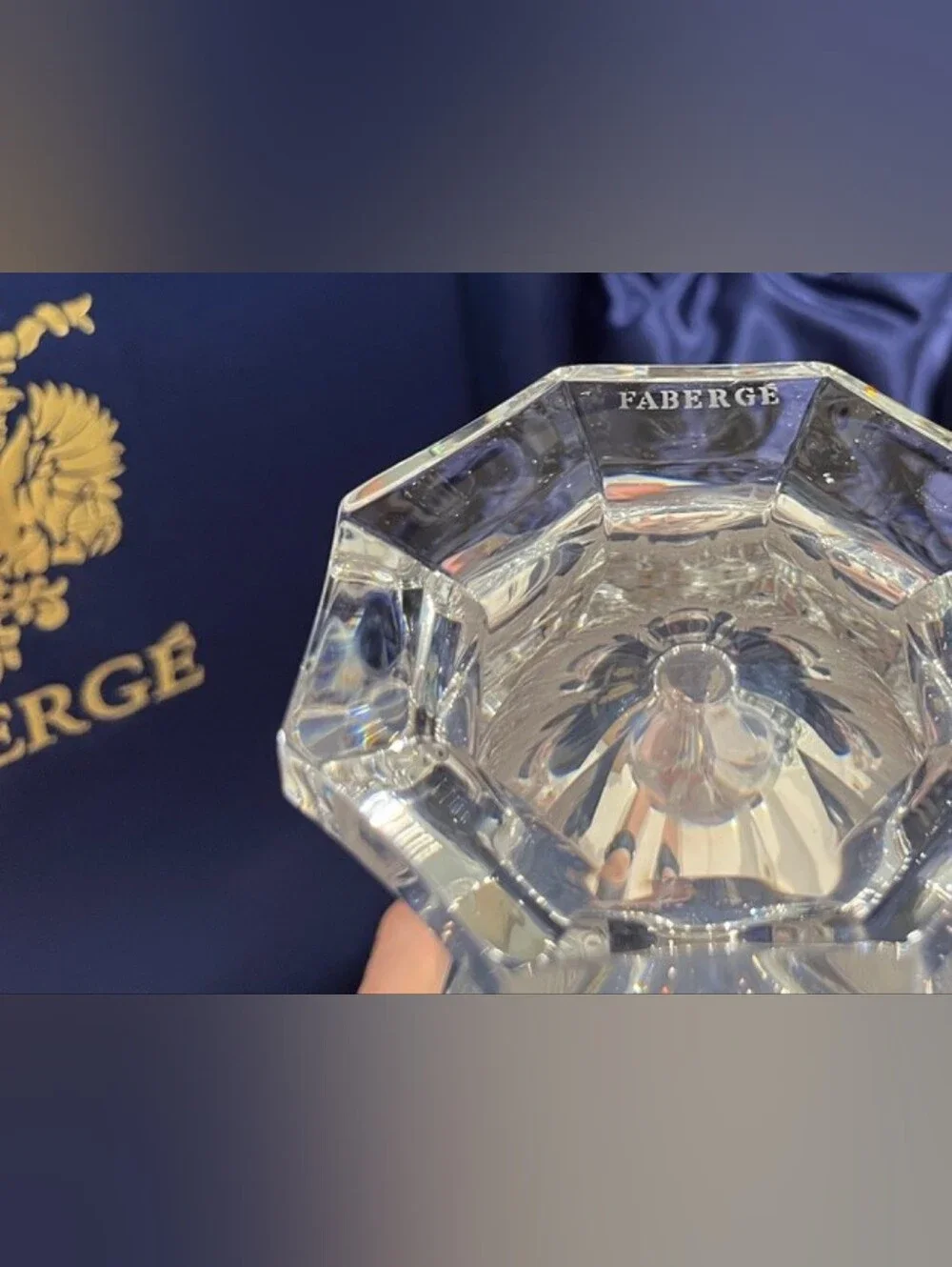 House of Faberge Czarina Crystal‎ Decanter Set 4 Liqueur Shot Glasses Case NIB
